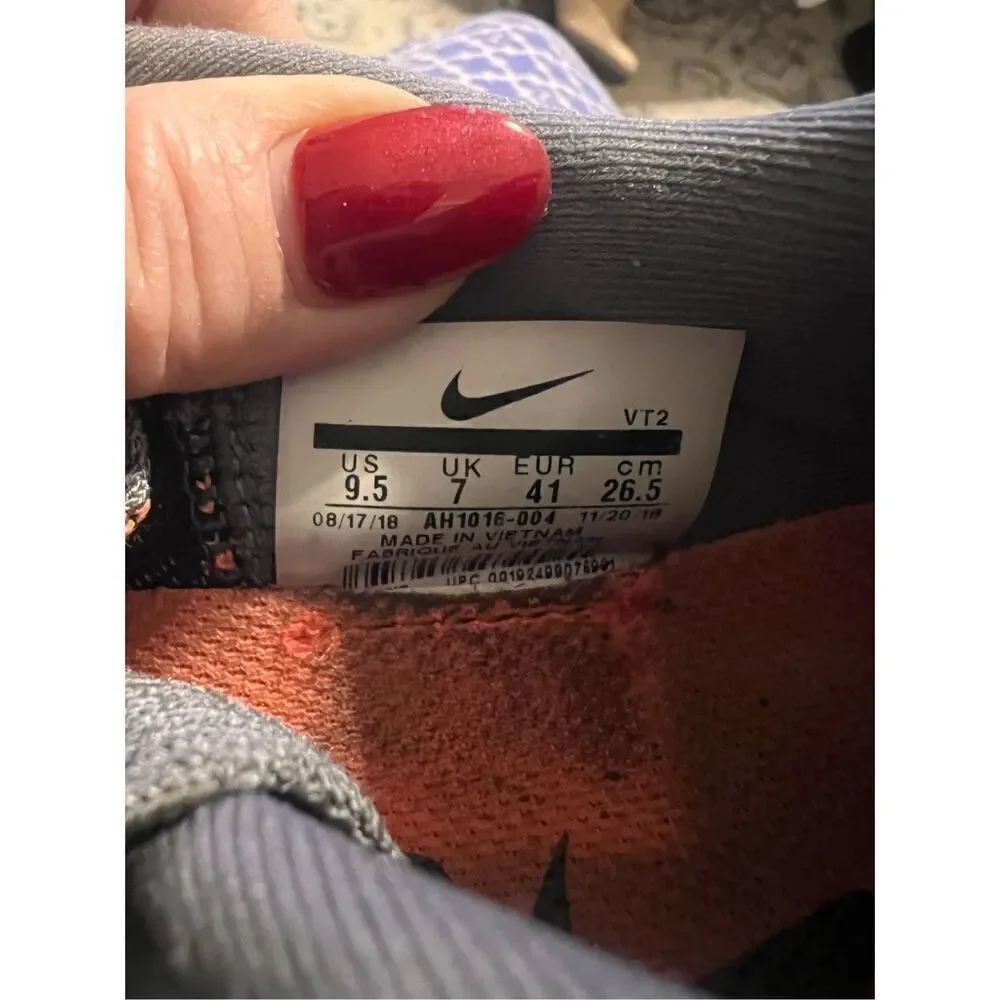 Nike Women's Size 9.5 Odyssey React 2 Sneaker Gray Orange Athletic Running Shoe